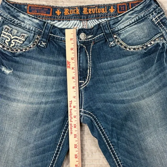 Rock Revival Women's Jeans Liberty EB6 Bootcut Embellished Denim Metal Studs 31
